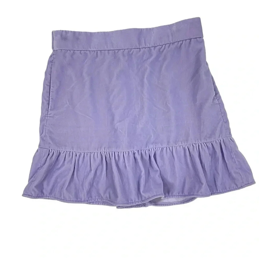 J. Crew Purple Velvet Mini Skirt Pockets Size Small